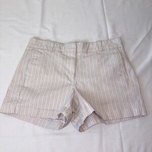 J.Crew Women's Striped Chino Shorts Size 8 Beige Blue Casual Summer